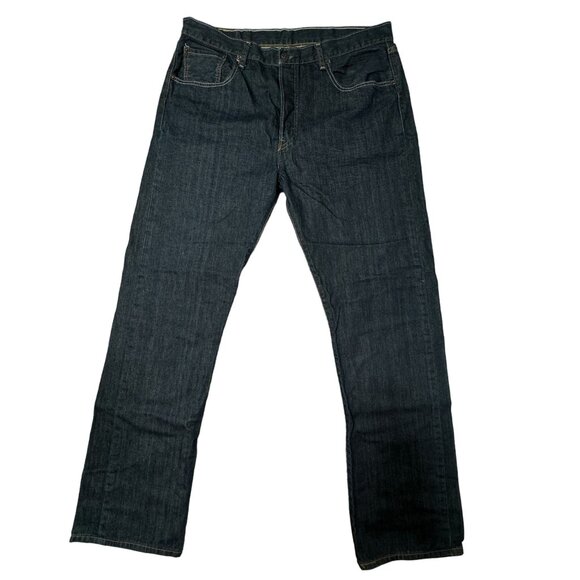 Levis 501 Jeans Mens 38 x 34 Blue Dark Wash Straight Leg Button Fly Denim - Picture 2 of 10